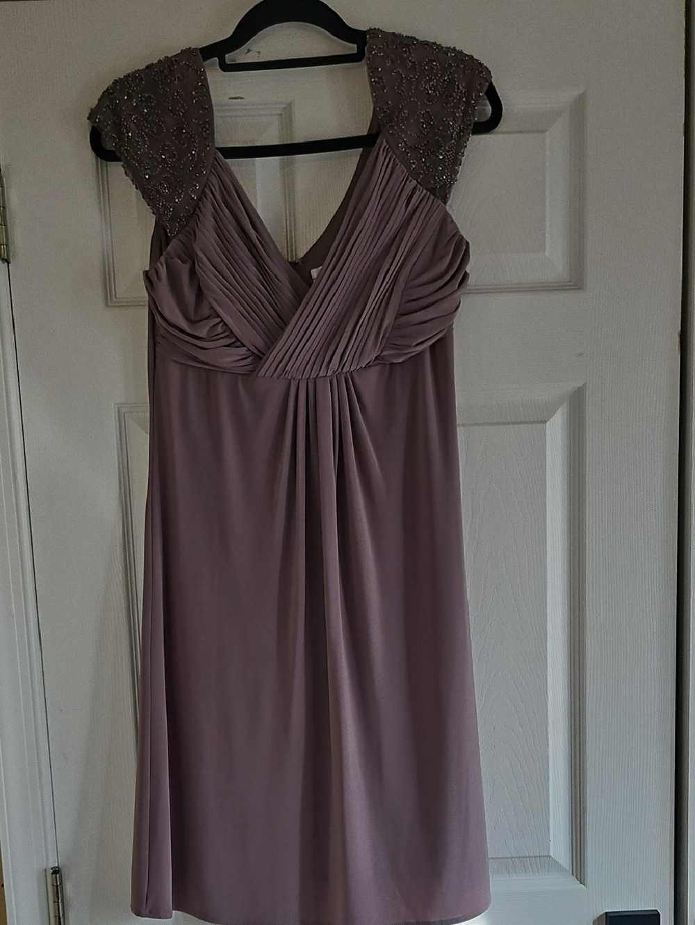 Signature Mauve Beaded Cap Sleeve Midi Dress ** A FEW BEADS ARE LOOSE **